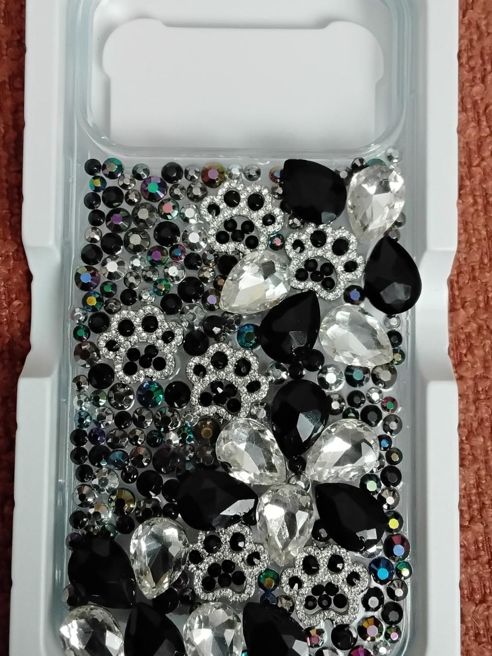 Iphone 17 Pro Max  Case with Black & Clear Gems
